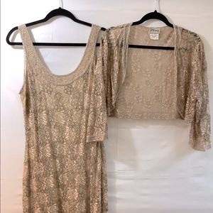 Embellished 2 piece knee length gown